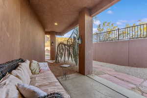 View of patio featuring fence private yard and outdoor lounge area