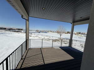 View of snow covered deck