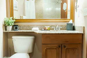 Bathroom featuring toilet and vanity