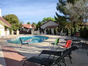 View of pool featuring a patio area