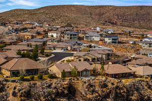 Aerial view featuring a mountain view and a residential view