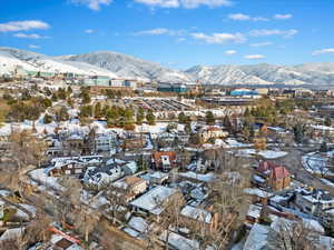 Aerial view of Federal Heights Neighborhood and Wasatch Mountains