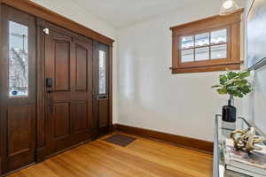 Foyer entrance with quarter sawn white oak hardwood flooring