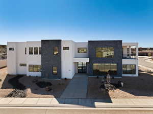 Contemporary home with stucco siding