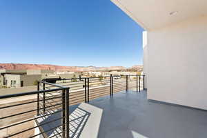 Balcony with a mountain view