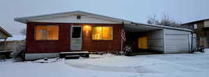 View of front of home with brick siding