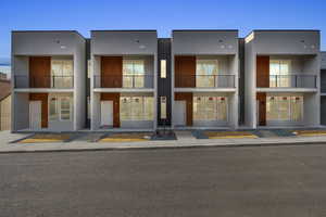 View of front of home with stucco siding