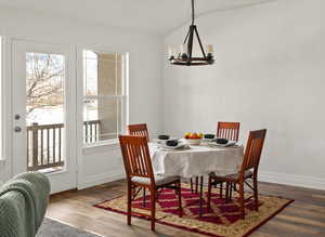 Semi-formal dining area with chandelier