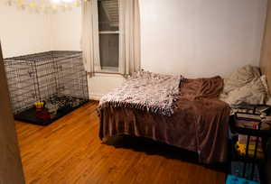 Bedroom with hardwood / wood-style floors