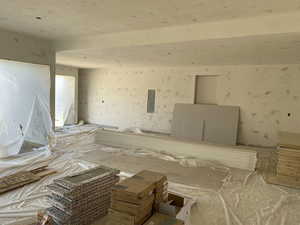 Interior space with wallpapered walls