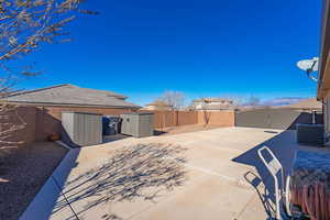 View of patio / terrace with a fenced backyard and central air condition unit