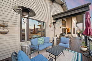 View of deck at dusk