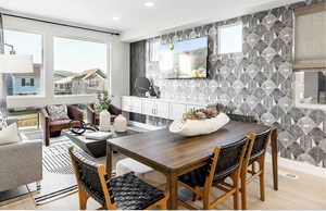 Dining area with recessed lighting and visible vents