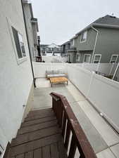 Stairs with a residential view