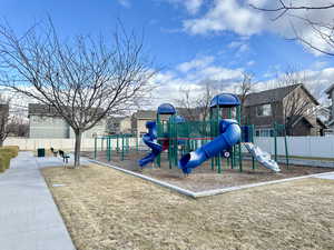 Community playground with fence