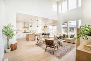 Living room with light wood finished floors