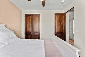 Bedroom with a ceiling fan