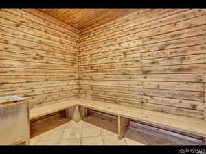 View of sauna / steam room featuring tile patterned flooring