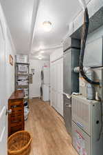 Interior space with stacked washer and dryer