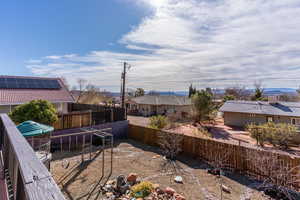 View of yard with a fenced backyard and a residential view