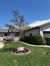 Exterior space featuring a front lawn