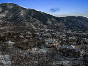 Property view of mountains featuring a residential view