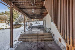 View of snow covered patio