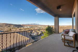 Balcony with a mountain view