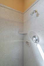 Details with walk in shower made of upgraded corian.