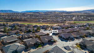 Aerial view with a residential view and a mountain view