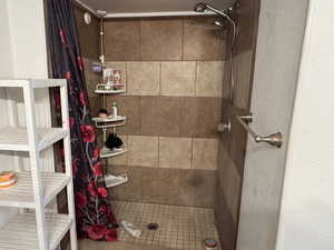 Bathroom with a stall shower