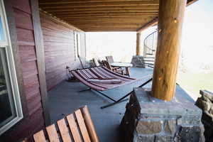 View of patio with stairway