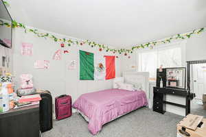 Bedroom with carpet floors