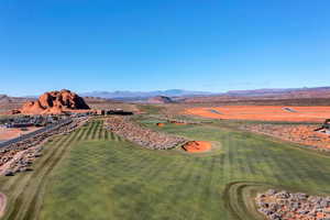 Drone / aerial view with a mountain view