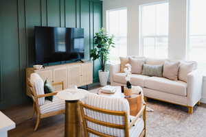 Living room with wood finished floors