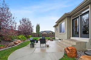 View of patio featuring a fenced backyard