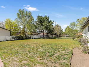 View of yard featuring a fenced backyard