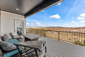 Deck featuring a mountain view