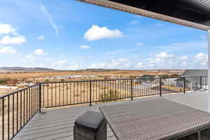 Deck featuring a mountain view