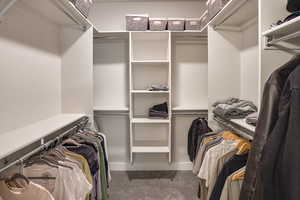 Spacious closet with carpet floors