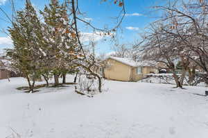 View of snow covered property