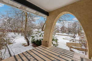 View of snow covered patio