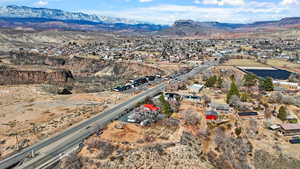 Aerial view with a mountain view