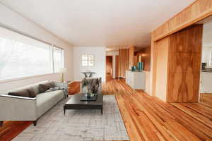 Living room featuring light wood-type flooring