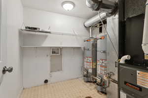 Utilities with secured water heater and heating unit