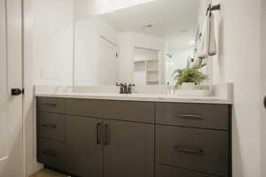 Bathroom with visible vents and vanity