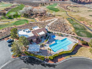 Aerial view featuring golf course view