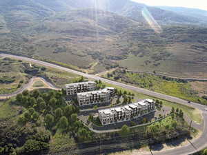 Drone / aerial view with a mountain view