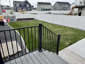 View of yard featuring a residential view and a fenced backyard