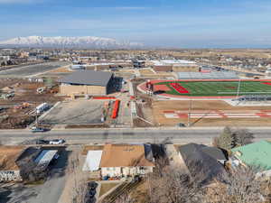 Aerial view featuring a residential view and a mountain view